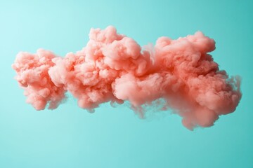 Pink Smoke Cloud Against Bright Turquoise Background Ideal for Art