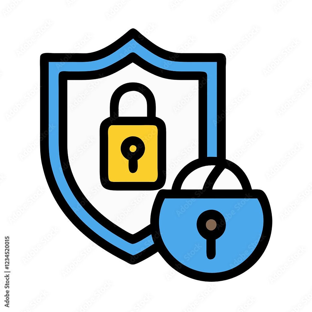 Poster cybersecurity icon illustration for data encryption and secure online transactions