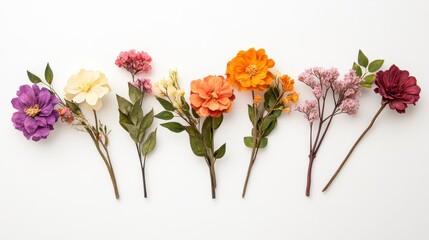 Obraz premium Colorful Dried Flower Arrangement On White Background