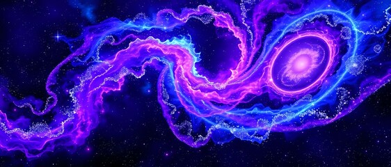 Obraz premium Cosmic Odyssey: Vibrant Galaxy with Neon-Lit Galactic Structures