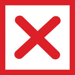 line Red cross sign icon. Wrong mark. Red cross X symbol. Red grunge X icon. Cross brush sign 