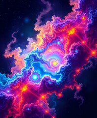 Cosmic Galaxy Swirl: Vibrant Abstract Space Art