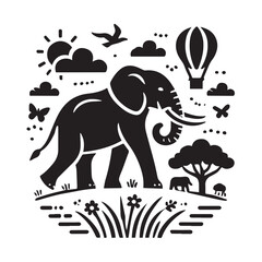 Fototapeta premium Elephant Head Silhouette vector