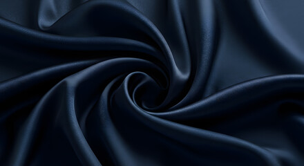 Obraz premium Elegant satin fabric texture in deep navy blue with soft folds and highlights