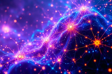 Obraz premium Cosmic Dreamscape: Vibrant Starry Night Sky with Neon Accents