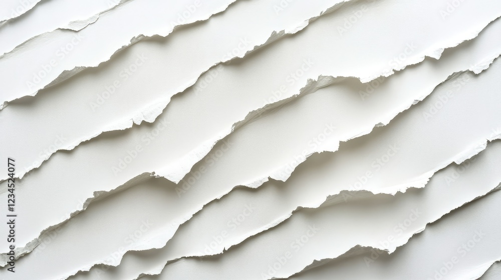 Poster abstract textured background of white torn paper layers in creative composition for artistic and des