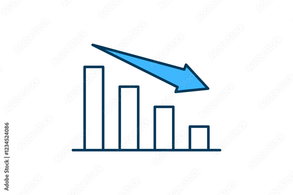 Poster down graph chart icon vector. icon related to graph and seo . suitable for web site, app, user inter