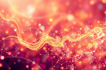 Obraz premium Vibrant City Skyline at Night with Algorithmic Patterns