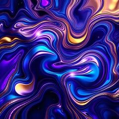 Fototapeta premium Abstract Digital Art with Liquid Metal Flow: Vibrant Purple and Blue Design