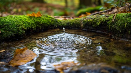 Natural Spring Water Bubbling Up from Ground Surrounded by Nature