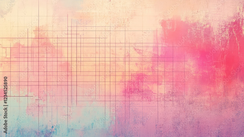 Poster soft pastel abstract background with subtle textures and grids capturing serenity and creativity in 