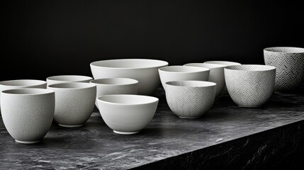Stylish Grey and White Ceramic Bowls.