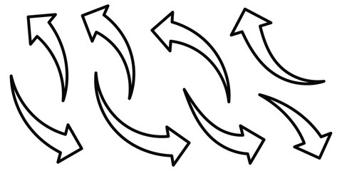 Curved arrow icon vector set. Black curved arrow icon. Curved arrow vector illustration isolated on white background. Vector illustrator.