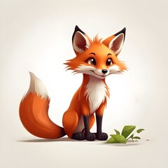 Obraz premium 2D animated illustration of a fox character smiling and sitting 