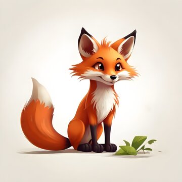 2D animated illustration of a fox character smiling and sitting 