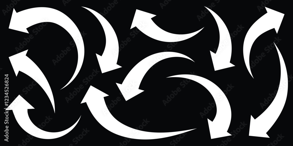 Poster hand drawn arrows collection set simple flat arrows isolated on white background. rounded arrow. dir