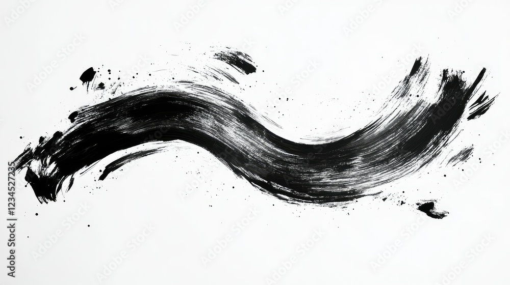 Poster abstract black stroke on white background representing bold artistic expression with dynamic movemen