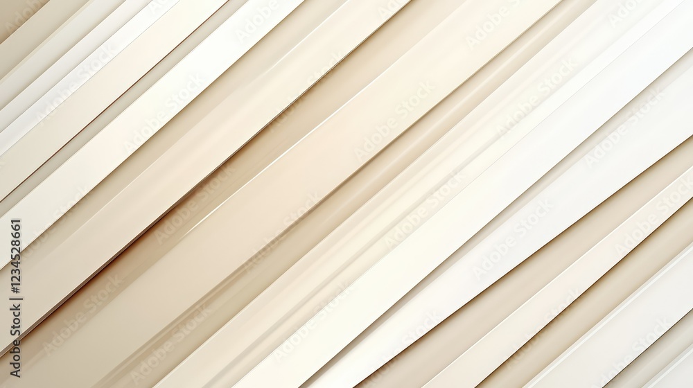 Poster abstract background of smooth, slanted strips in soft cream and beige tones creating a minimalist, e