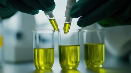 Scientist mixing oil samples in lab