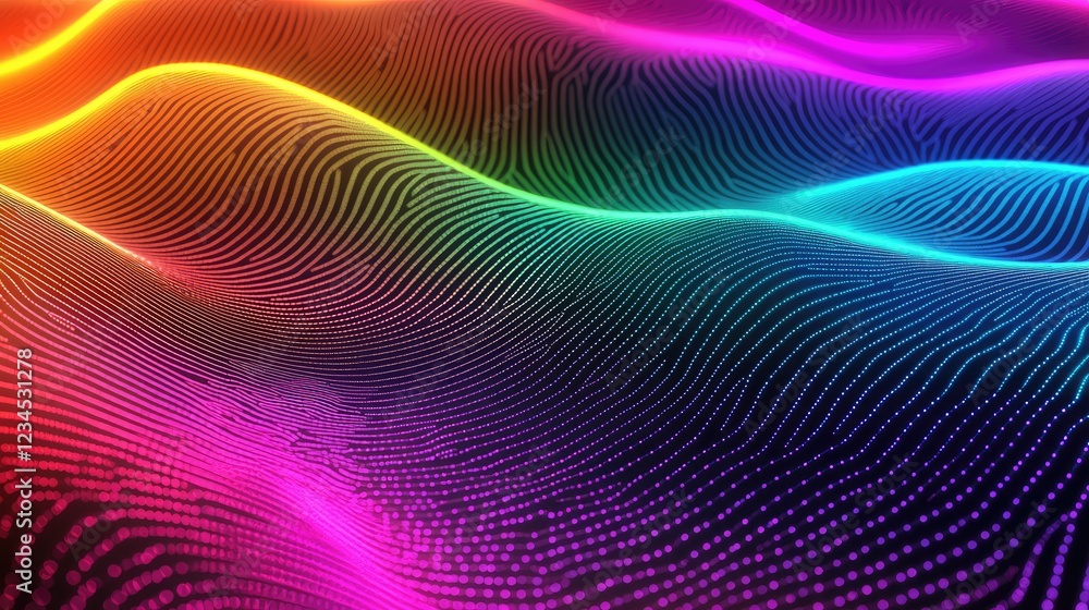 Poster colorful wavy lines with dynamic patterns and vibrant gradients creating a mesmerizing visual experi
