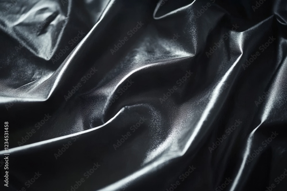 Poster smooth black fabric texture with soft draping and shimmering finish