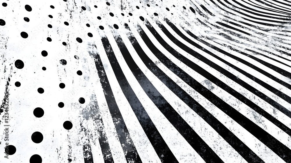 Aufkleber Abstract black and white background with swirling flowing lines and patterns creating a dynamic elegant and modern visual texture  The geometric minimalist design features stripes dots