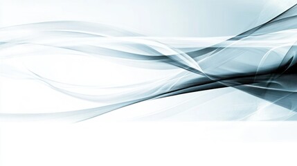 Naklejka premium Abstract blue smoke waves, digital art, white background, website header