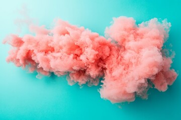 Fototapeta premium Soft Pink Smoke on Bright Aqua Background for Creative Projects