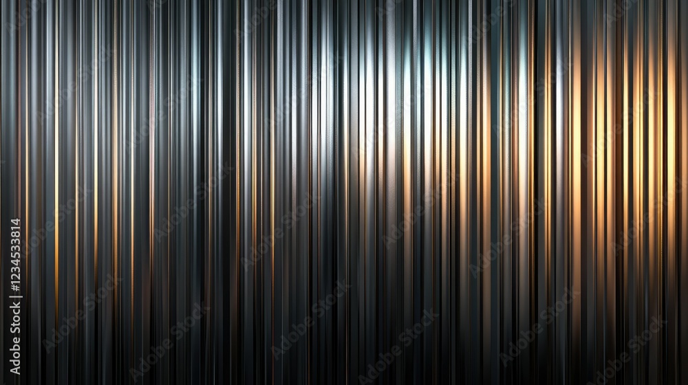 Poster abstract background of vertical metal stripes with a gradient of light and shadow creating a modern 