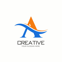 A Letter Logo Design. A Letter Logo Design with water wave