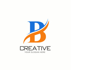 B Letter Logo Design. B Letter Logo Design with water wave