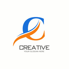 C Letter Logo Design. C Letter Logo Design with water wave