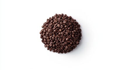 Bold Dark Roasted Coffee Beans on White Background Minimalist Style with Copy Space for Text Design