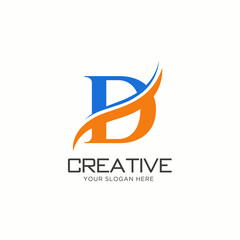 D Letter Logo Design. D Letter Logo Design with water wave