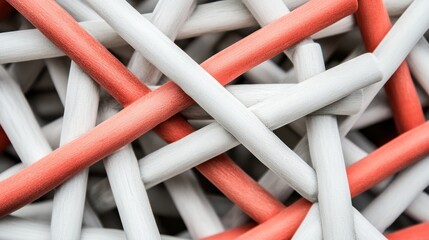 Abstract coral and white sticks interwoven, textured background, design element