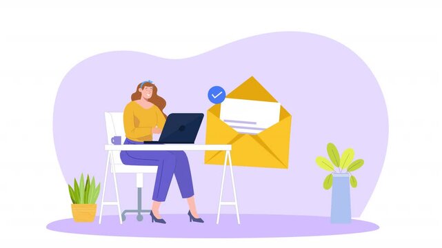 Resignation Email Concept Vector Art Animation Scene