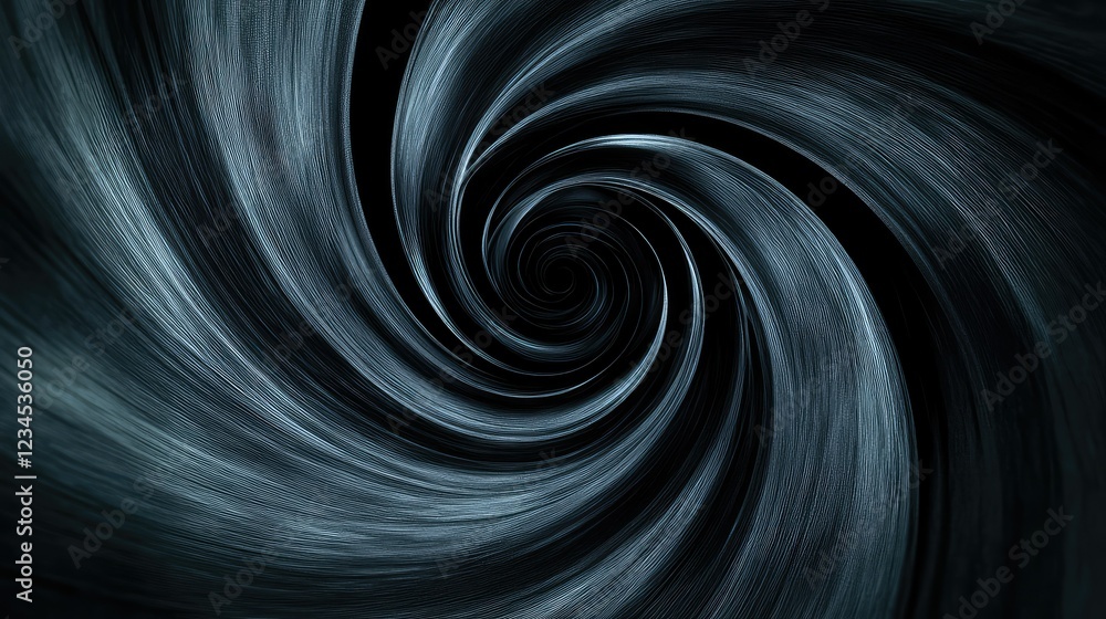 Poster abstract swirling vortex illustration featuring smooth and flowing textures in shades of blue and bl