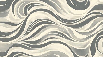 Fototapeta premium Abstract Wavy Lines in Gray and Cream Tones, Creating a Fluid, Elegant Pattern for Stylish Backgrounds, Artistic Designs, and Creative Projects