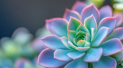 Close-up succulent garden plant, blurred background, nature, botanical, design