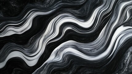 Fototapeta premium Abstract Monochrome Texture of Wavy Lines in Black and White, Creating a Fluid and Dynamic Visual Aesthetic for Artistic Backgrounds or Design Projects