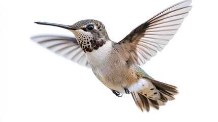 Fototapeta premium Hummingbird in flight, isolated on white background