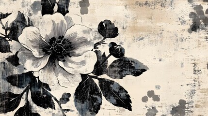 Captivating floral bloom in a moody monochrome setting with a vintage grunge inspired aesthetic  The image evokes a sense of nostalgia and emotive atmosphere through its appearance