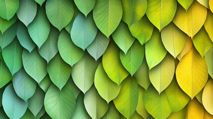 Obraz premium Vibrant green leaves arranged in a layered pattern