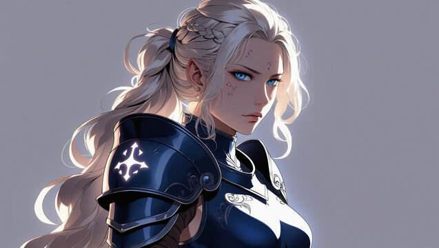 Battle-Ready Anime Heroine with a Fierce Look