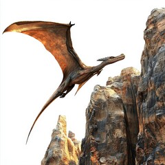 Fototapeta premium Majestic Dragon Soaring Over Rocky Mountain Landscape in a Vivid Fantasy Scene with Epic Detail and Vivid Colors