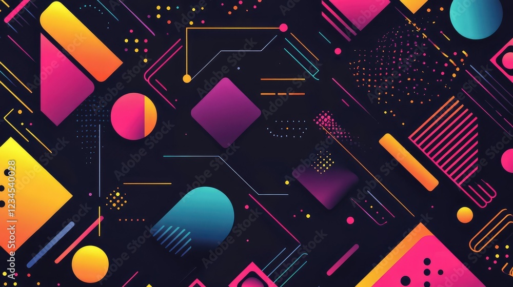 Poster colorful abstract geometric background with dynamic shapes and vibrant gradients for modern visual p