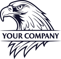 Eagle logo in flat line art vector silhouette illustration design, isolated on a white background.