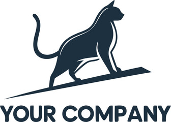 Flat cat vector logo illustration design.