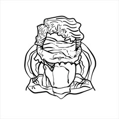 abstract illustration of a mysterious man, scary, metal, strange, black and white, good for t-shirt design, vector format