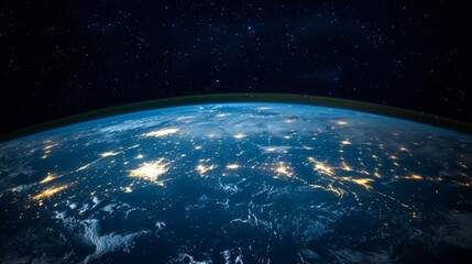 Obraz premium Stunning Glimpse of Earth from Space Featuring Glowing Water Bodies